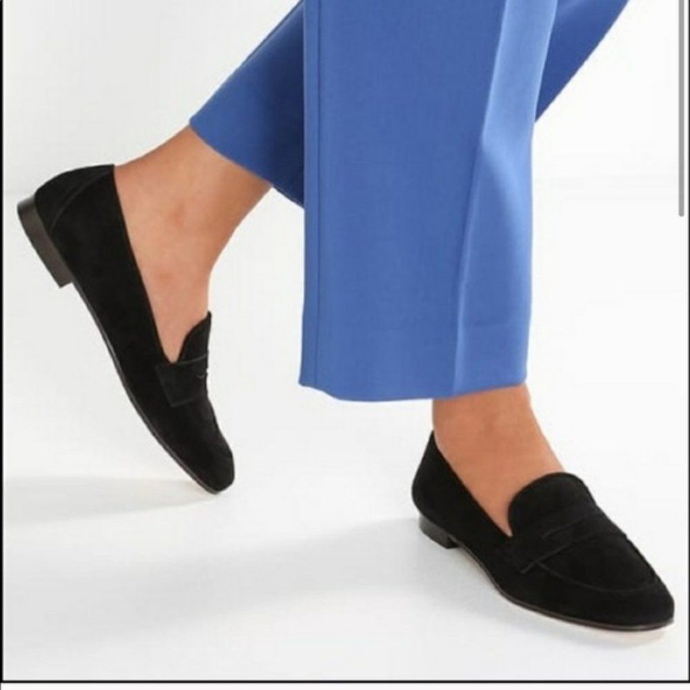 J Crew Black Suede Women's Penny Loafers (8.5)